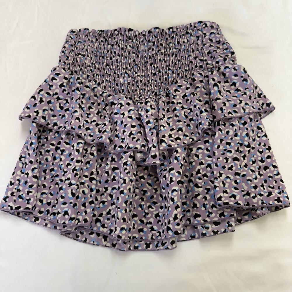 Painted Threads Purple Tiered Ruffle Mini Skirt Festival Party Fairy Medium